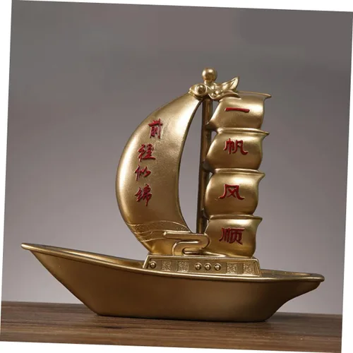 Vista 8 de DECHOUS Decoración temática náutica, adorno de velero de resina, modelo de yate para oficina en casa, adorno de vela delicado
