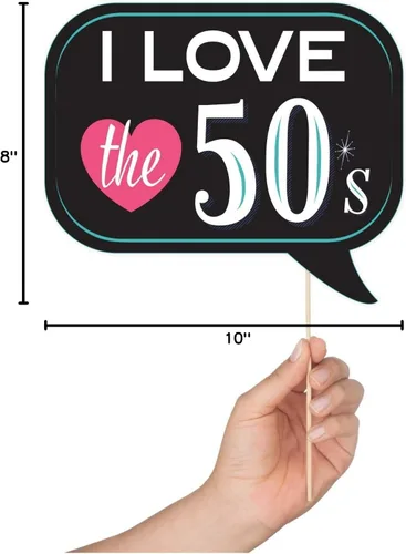Vista 9 de Accesorios para cabina de fotos de los años 50, kit de 41 piezas para cabina de fotos con letrero de 8 x 10 pulgadas, 60 almohadillas adhesivas, 45