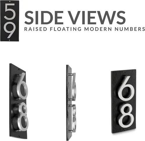 Vista 2 de Montague Metal Products Placa de dirección vertical de 3 pulgadas flotante con números de casa, aluminio, fácil de instalar, vertical, 2 dígitos