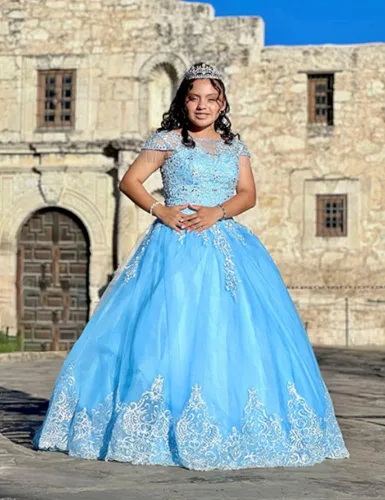 Vista 6 de Snow Lotus Women's Embroidery Princess Quinceanera Dresses with Wrap Lace Floral Applique Beads Ball Gown Sweet 16 Dresses