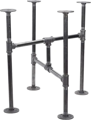 Vista 12 de PIPE DECOR Juego de patas de mesa auxiliar, kit de base de mesa industrial rústica para sala de estar, oficina, tuberías y accesorios ásperos