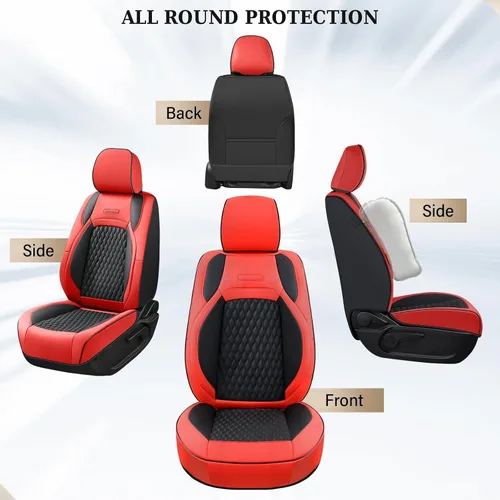 Vista 100 de Coverado Juego completo de fundas de asiento de ajuste personalizado para Chevy Silverado/GMC Sierra 2014-2018 1500, 2015-2019 2500HD 3500HD Negro