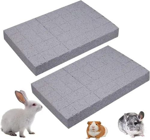 Vista 9 de Hamiledyi Almohadillas para pies de conejo, almohadilla de garra de molienda de conejo, 4 piezas de dientes de lava de animales pequeños, piedra