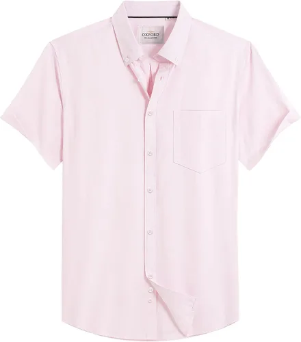 Vista 33 de Alimens & Gentle - Camisa de manga corta Oxford para hombre con ajuste regular, cuello abotonado y bolsillo