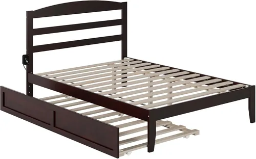 Vista 10 de AFI, Warren - Cama de plataforma matrimonial con cama nido individual, color espresso