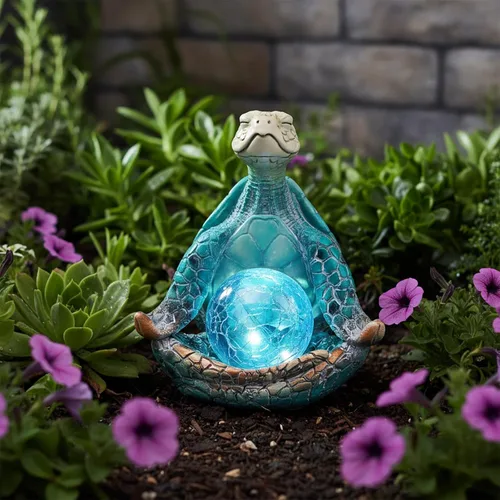 Vista 4 de Decoración solar de jardín de 6.3 pies, regalos de tortugas marinas para mujer Resin Yoga Sea Turtle Statue Coastal Decor for Outdoor Waterproof