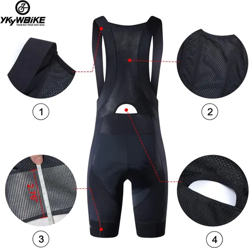 Vista 4 de Baberos de ciclismo para hombre, pantalones cortos de ciclismo para hombre, bicicleta de carretera, transpirables, acolchados, pantalones cortos