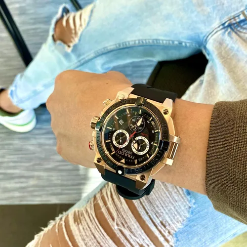 Vista 6 de MULCO Reloj para hombre Kripton de acero inoxidable con correa de silicona Movimiento cronógrafo de cuarzo Pantalla analógica premium, resistente al