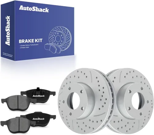 Vista 6 de AutoShack Pastillas de freno de cerámica para rotores de freno delanteros perforados y ranurados, repuesto para Mazda 3 2004-2013 2009 2010 2012