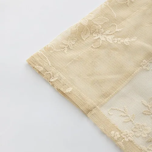 Vista 7 de Kotile - Cenefa de encaje beige para ventanas de estilo rústico campestre con diseño floral de vid, fondo ondulado, cenefa transparente de encaje