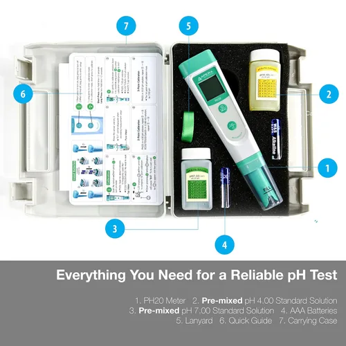Vista 6 de Apera Instruments, Medidor de turbidez portátil LLC-AI481 TN400 y kit de probador de pH impermeable AI209 Serie Valor PH20, precisión de pH ± 0.1