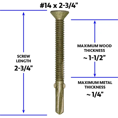 Vista 3 de Tornillos autoperforantes Reamer Tek Torx/Star Head de 10x1-5/8 de madera a metal - para plataformas, remolques - Cabeza de tornillo T-30 Torx 1