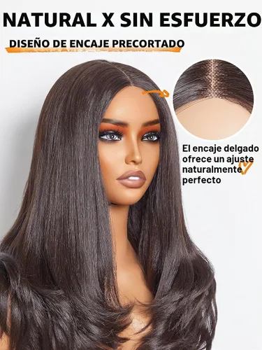 Vista 5 de GORGIUS Peluca ondulada corta sin pegamento, color marrón oscuro, rizada suelta, a la altura de los hombros, 18 pulgadas, parte media, densidad