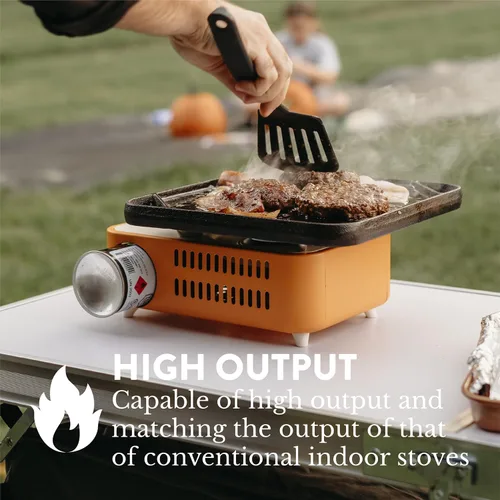 Vista 4 de Estufa de Campamento Portátil de Gas Butano Gas One – Serie Caja - Mini Estufa para Acampar, Senderismo – Estufa de Gas Portátil con Llama Espiral