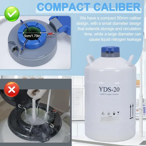 Vista 2 de Tanque de 20L LN2 Dewar criogénico con 3 botes y bolsa de transporte Contenedor de transporte de nitrógeno líquido para la industria de la belleza