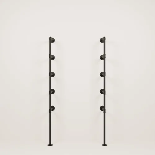 Vista 4 de pamo Soportes industriales para estantes montados en la pared, soporte de estante flotante resistente, estantería de tubo de acero negro, sistema
