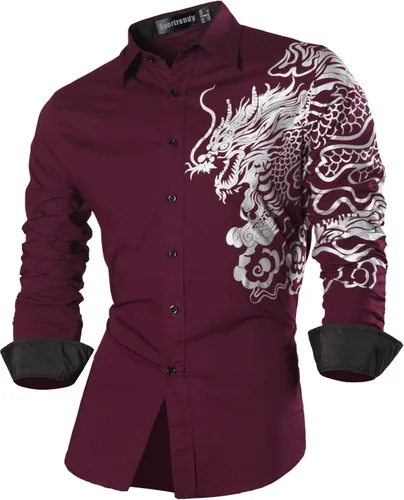 Vista 129 de JZS041, camisa de vestir de manga larga para hombre