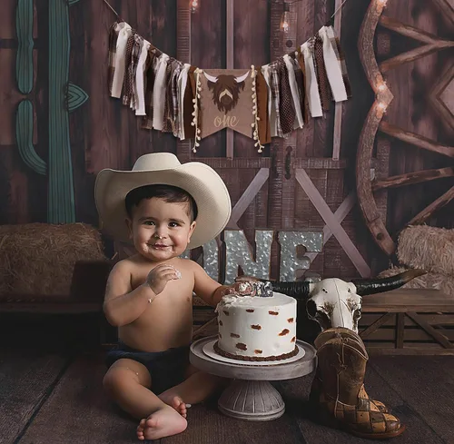 Vista 3 de Cartel de primer cumpleaños para silla alta – Rodeo de vaquero para decoración de tela de fiesta, baby shower, guirnalda de fondo para accesorios