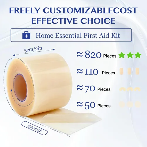 Vista 2 de Rollo hidrocoloide para el cuidado de heridas, vendajes hidrocoloides de 2 pulgadas x 5 pies con autoadhesivo, cortado a medida, ultra absorbente