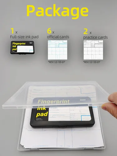 Vista 3 de prismite Kit de huellas dactilares con almohadilla de tinta de huellas dactilares grandes y tarjetas de huellas dactilares, aplicable para FD-258