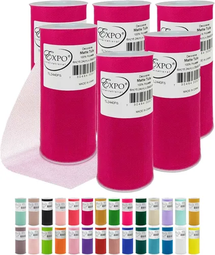 Vista 12 de Expo International Tul mate decorativo, tela de tul de poliéster ligero para tutús, disfraces y decoraciones de fiestas, lavable, fácil de usar, 6