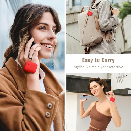 Vista 7 de Hamile Compatible con estuche de AirPods, funda protectora de silicona suave (LED frontal visible) diseñada para AirPods con accesorios de llavero
