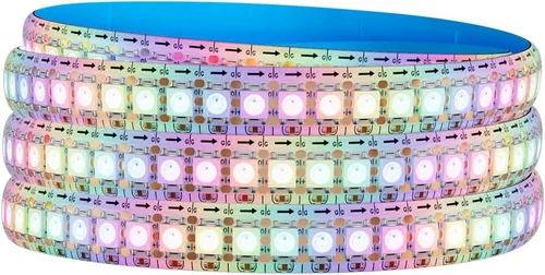 Vista 13 de SEZO WS2812B ECO Tira de luz LED 16.4 pies/5M 60 LED/m 300 píxeles, direccionable individualmente, programable, 5050SMD, RGB, aleación, cables Negro
