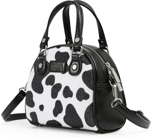Vista 2 de Von Dutch Bolso de bolos con estampado de vaca para mujer, elegante bolso de mano para mujer con correa ajustable, interior espacioso y piel