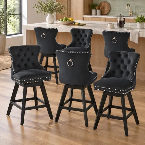 Vista 12 de Juego de 2 taburetes de bar giratorios modernos, taburetes de bar de 26.6 pulgadas de altura de mostrador beige con respaldo para isla de cocina