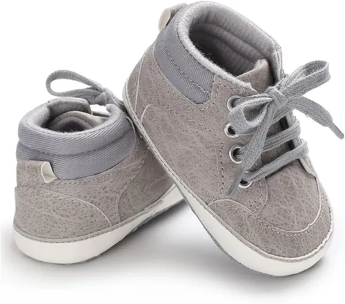 Vista 3 de BENHERO Baby Girls Boys PU Leather Shoes Toddler Infant First Walker Soft Sole High-Top Ankle Sneakers Newborn Crib Shoes