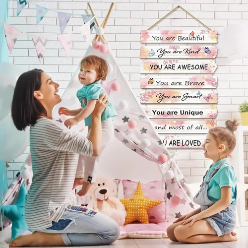 Vista 4 de Paquesta Decoración de Habitación para Niñas Decoración de Pared de Mariposa para Dormitorio de Niñas Arte de Pared Inspiracional para Niños