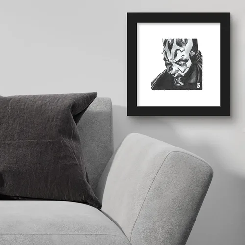 Vista 3 de Gallery Pops Star Wars: Saga - Darth Maul Sketch - Arte de pared, versión enmarcada negra, 12 x 12 pulgadas Versión con marco negro