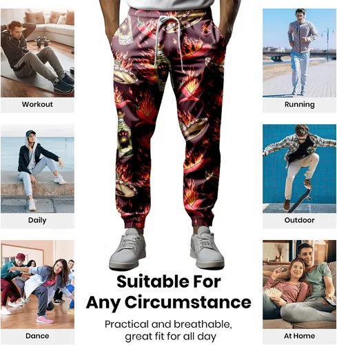 Vista 5 de Pantalones deportivos divertidos de los años 80 para hombre, pantalones deportivos con cintura elástica, pantalones casuales