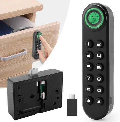 Vista 10 de Cerradura biométrica de huellas dactilares para gabinete, cerradura inteligente con contraseña USB, cajón oculto para archivos, armario, seguridad