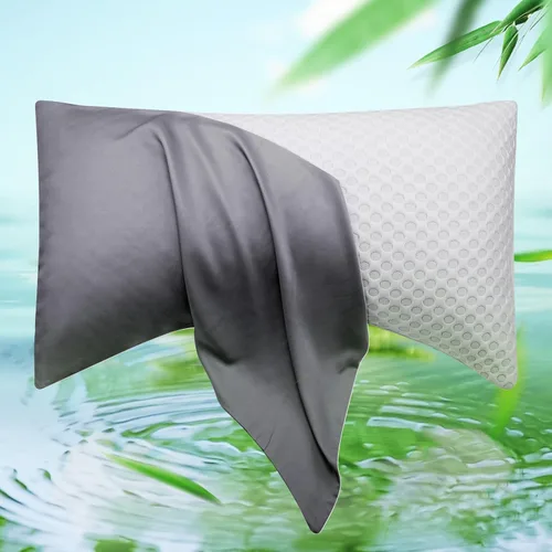 Vista 18 de Funda de almohada curvada para dormir de lado refrescante, tamaño Queen, 1 paquete de 20 x 30 pulgadas, color azul aguamarina Rayon Derived from