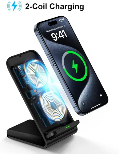 Vista 3 de Samsung Cargador inalámbrico de carga rápida, soporte de carga para teléfono de escritorio, estación de carga Android para Samsung Galaxy S24 Ultra
