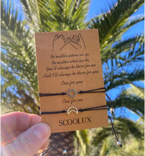 Vista 6 de SCOOLUX - Pulseras a juego Pinky Promise para parejas - Pulseras de promesa para parejas - Almas gemelas - Bonitos regalos para novias - Regalos