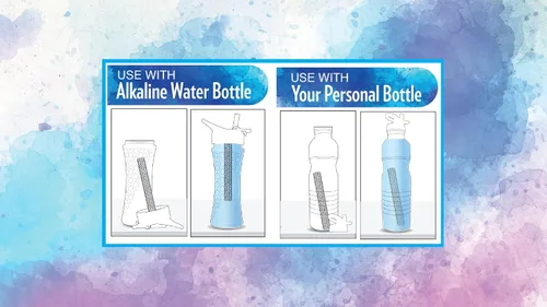 Vista 5 de New Wave Enviro - Botella de agua alcalina con varita de acero inoxidable, capacidad de 22 onzas, botella sin BPA, color azul