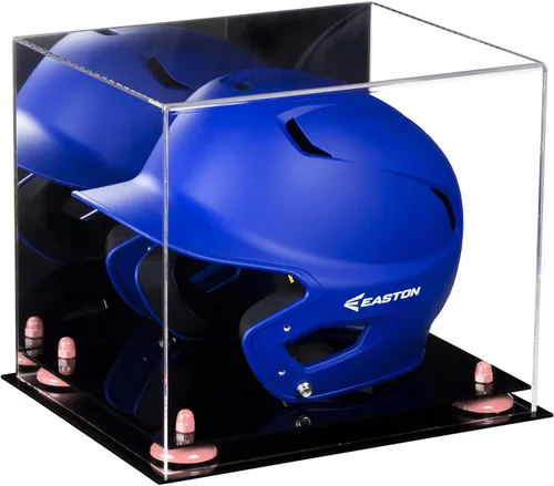 Vista 13 de Better Display Cases Vitrina acrílica para casco de bateo de béisbol con espejo, elevadores rosados, montaje en pared y base de espejo (V22/A012)