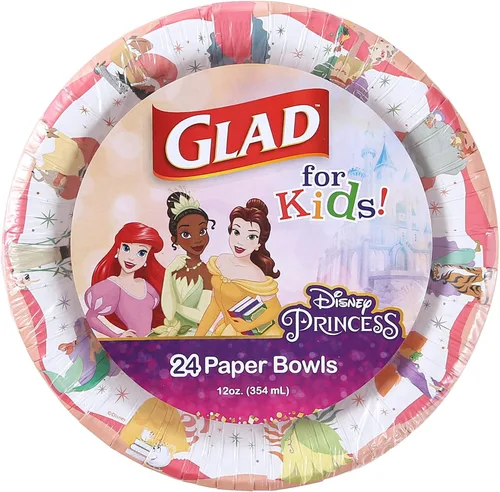 Vista 9 de Glad para Niños Cuencos de Papel para Snacks de Princesas Disney, "Magic is in All of US" - Resistentes, Aptos para Microondas, Tazas Desechables