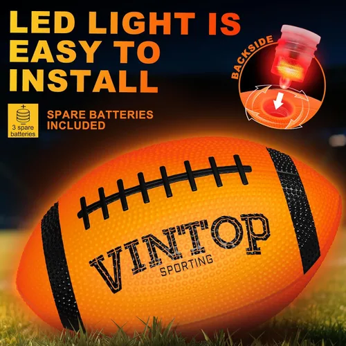 Vista 2 de VINTOP Balón de fútbol que se ilumina - Balón de fútbol LED que brilla en la oscuridad para niños y adultos, incluye bomba de aire gratis, balón