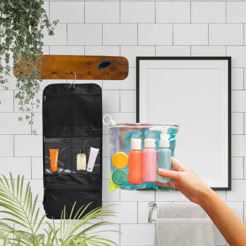 Vista 2 de NGIL Neceser colgante de viaje con purpurina para animadoras y equipos de baile, organizador de artículos de tocador y neceser para mujer, bolsa