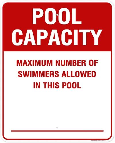 Vista 10 de Número máximo de nadadores permitidos en este cartel de piscina, 7 x 10 pulgadas, libre de óxido, aluminio 040, resistente a la decoloración