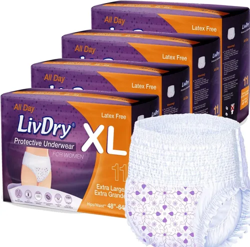 Vista 10 de Livdry M - Pañales para adultos para mujer durante la noche, máxima absorción definitiva, protección durante todo el día o la noche, talla mediana