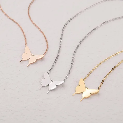 Vista 5 de MIDEEO Delicado collar de mariposa para mujer, chapado en oro de 14 quilates, collar con dije de mariposa minimalista