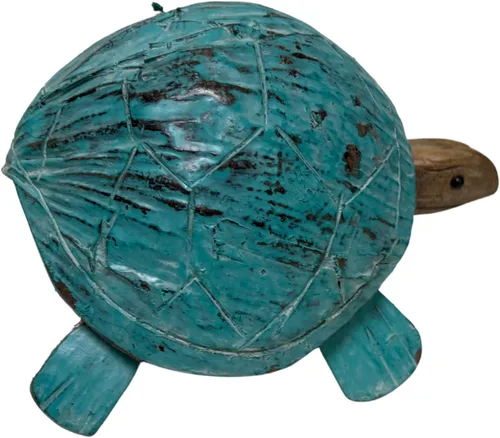 Vista 3 de WorldBazzar Cabeza tallada a mano BOOBLE tortuga de coco escultura arte tallado escultura océano mar náutico 3D isla costera decoración tropical