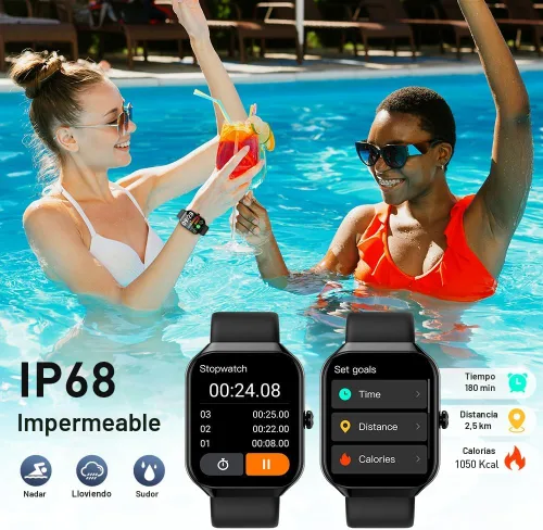 Vista 7 de Motast Reloj inteligente (respuesta/hacer llamada), reloj inteligente HD de 1.96 pulgadas para hombres y mujeres, reloj de fitness con más de 110