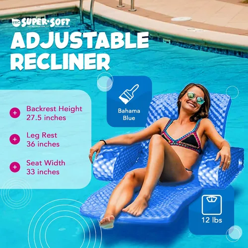 Vista 3 de TRC Recreation Super Soft Adjustable Pool Recliner Float Portable Comfortable Chair Lounger with Cup Holders for Swimming Pool Essentials
