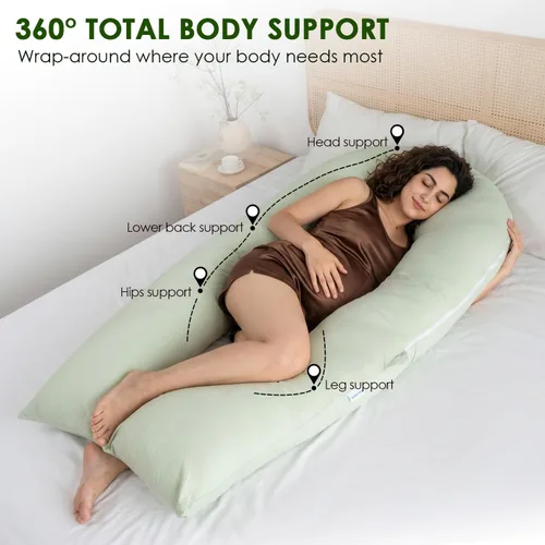 Vista 4 de QUEEN ROSE Almohada corporal extra larga, almohadas refrescantes para Verde