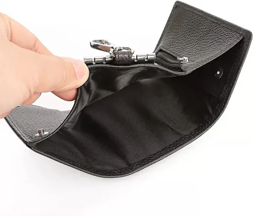 Vista 6 de Funda de cuero para llaves de llavero con 6 ganchos de hebilla colgantes, cierre a presión